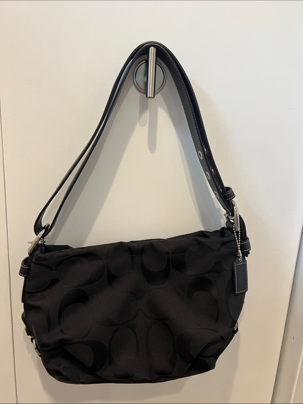 Coach Black Jacquard Hobo Shoulder Bag